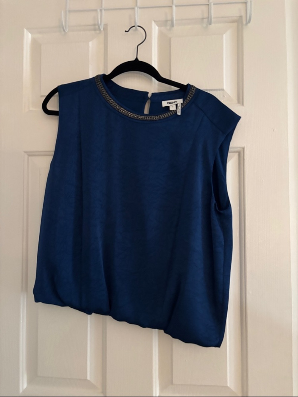 DKNY Royal Blue Sleeveless Beaded-Trim Camisole